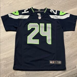 Nike Kids Navy and Lime Green Jersey